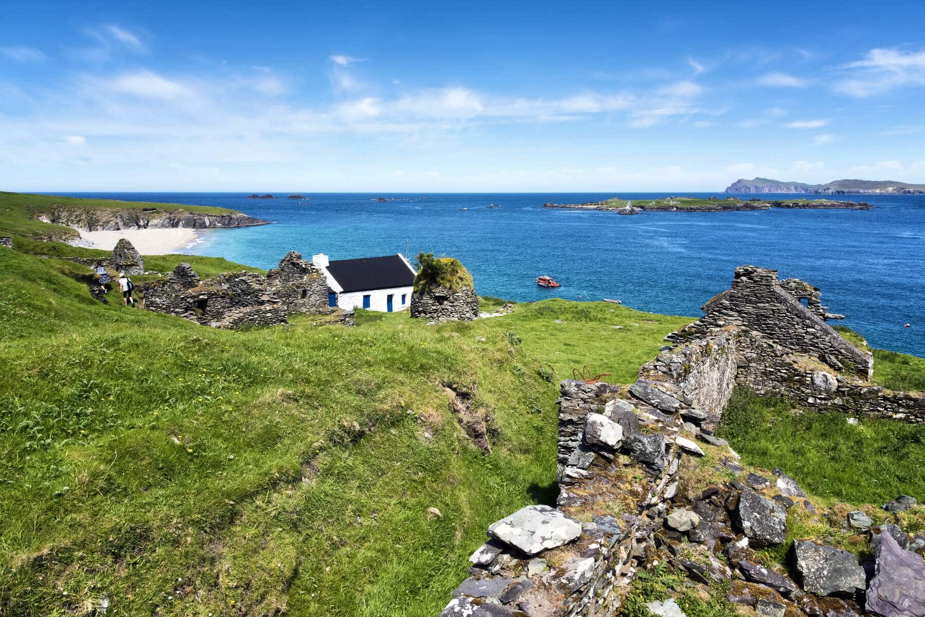 Great Blasket View of Houses and Beach 1_Web Size